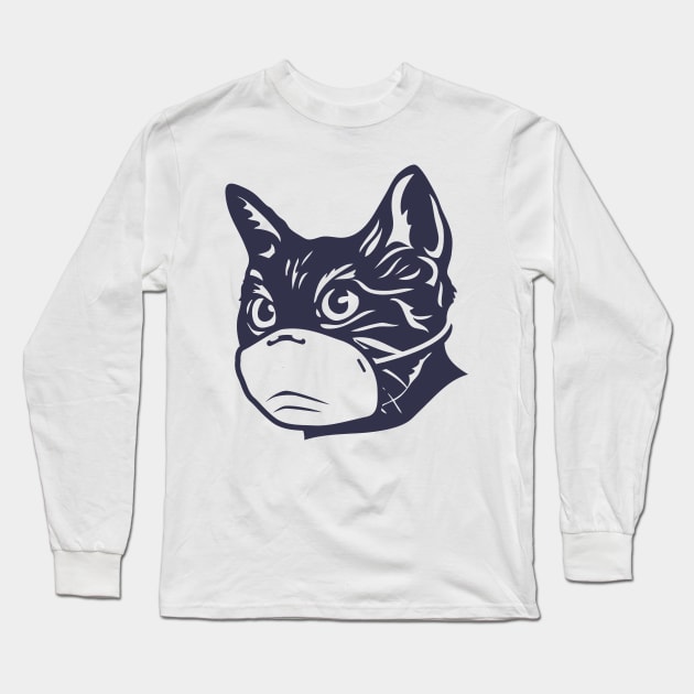 Cat Mask Long Sleeve T-Shirt by visualcraftsman